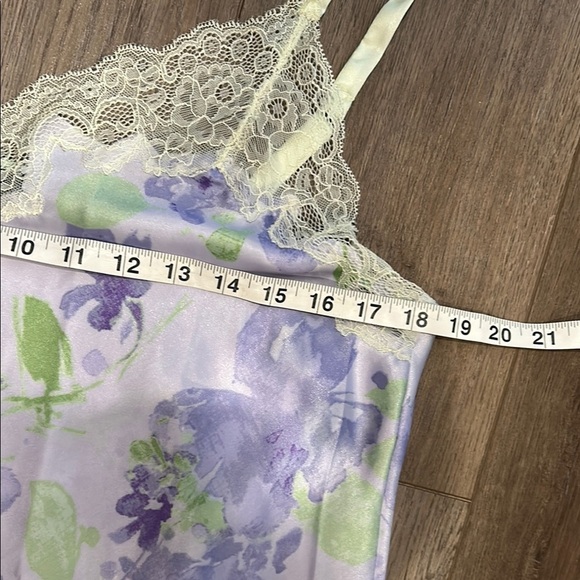 Jones New York Green Purple Y2K Lace Floral Chemise Slip Dress Maxi Size Large - Picture 3 of 7